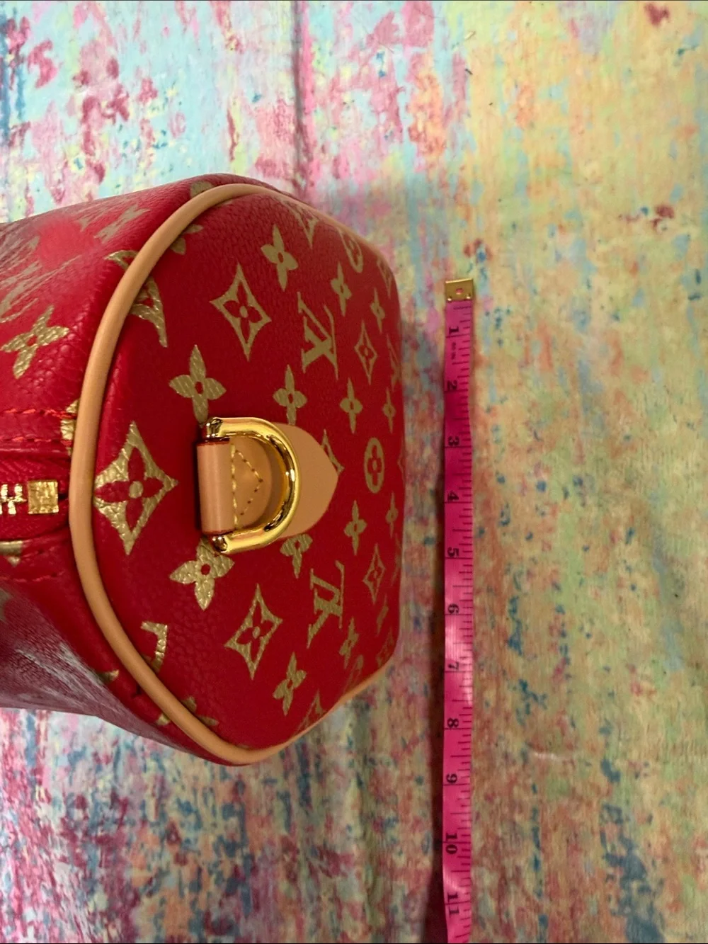 Red Monogram Canvas with Gold Accents